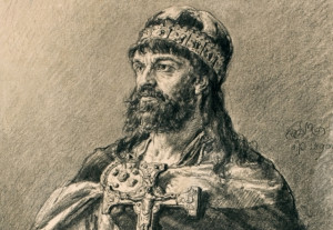 Mieszko I rysowany przez Jana Matejkę. Chrzest Polski.